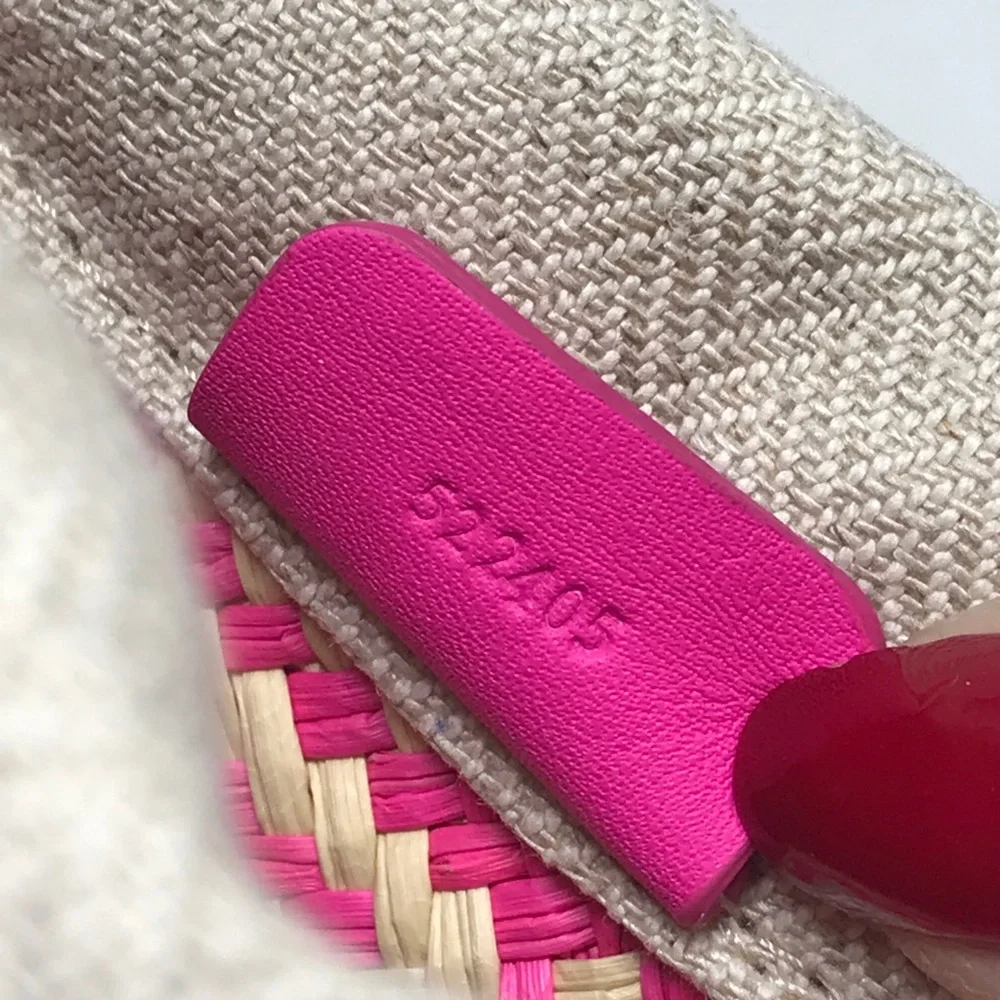 Loewe Raffia Anagram Bucket Bag, OS - Natural/Fuchsia - Pink